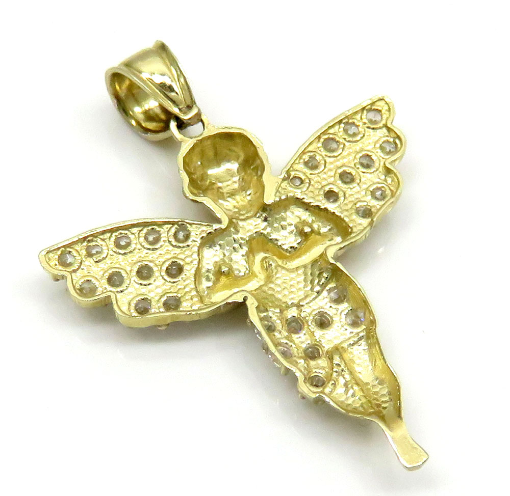 10k yellow gold mini baby cherub angel pendant 1.50ct - Image 4