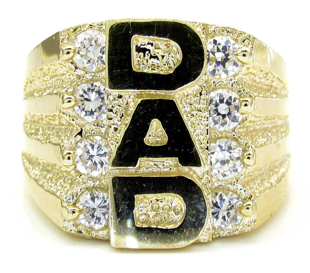 Mens 10k yellow gold fathers day dad ring .80ct - Image 2