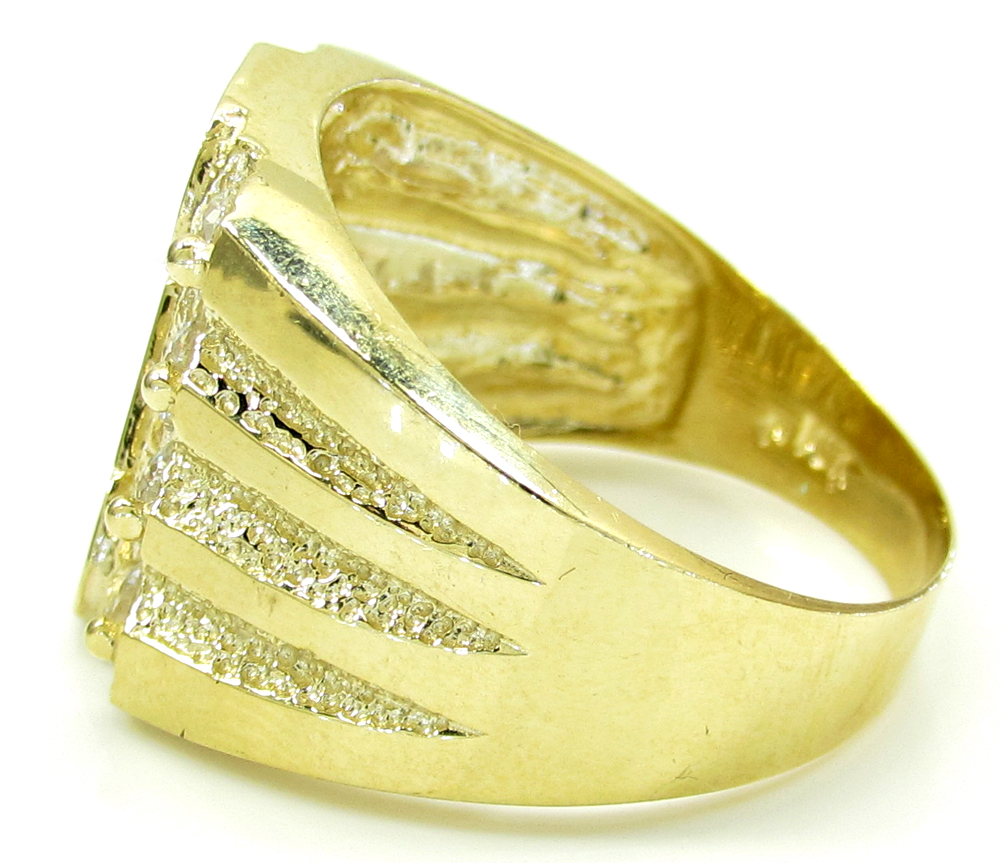 Mens 10k yellow gold fathers day dad ring .80ct