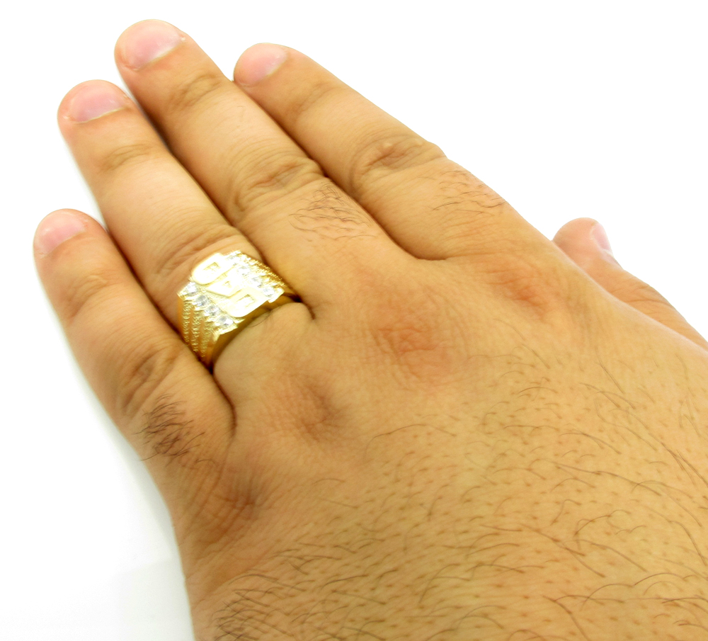 Mens 10k yellow gold fathers day dad ring .80ct - Image 5