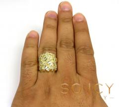 Mens 10k yellow gold xl curved nugget ring 