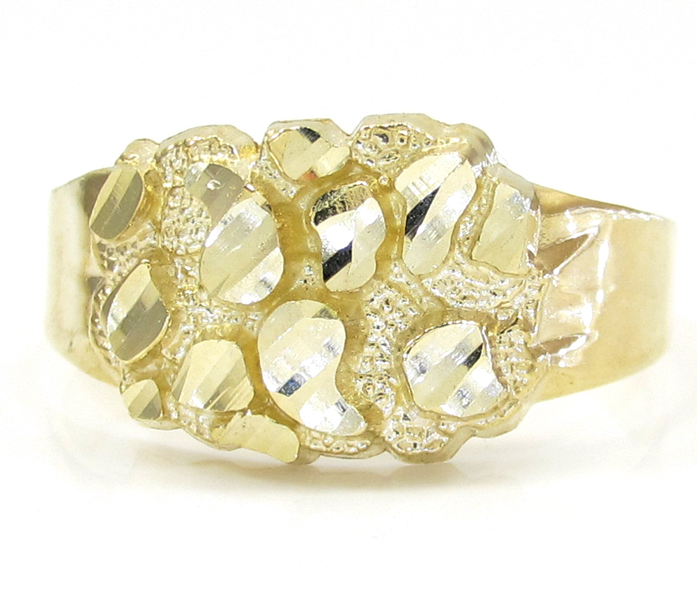 Mens 10k yellow gold small nugget ring - Image 2