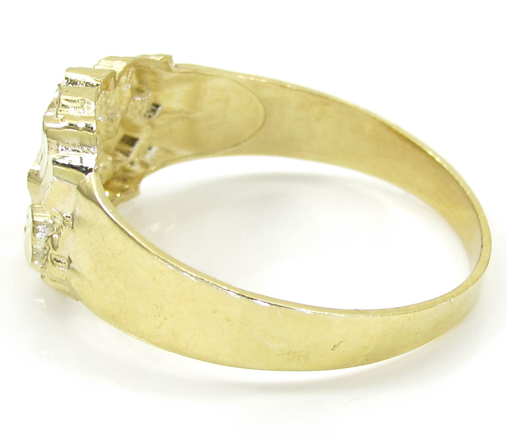 Mens 10k yellow gold small nugget ring - Image 3