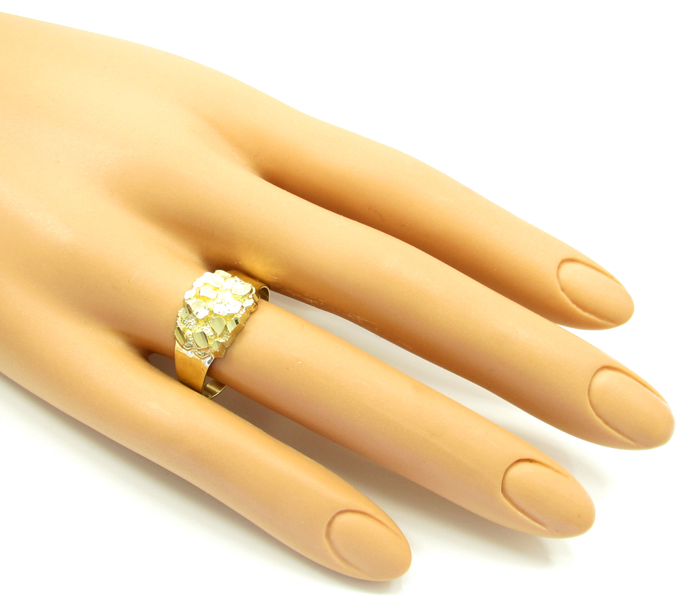 Mens 10k yellow gold small nugget ring - Image 5