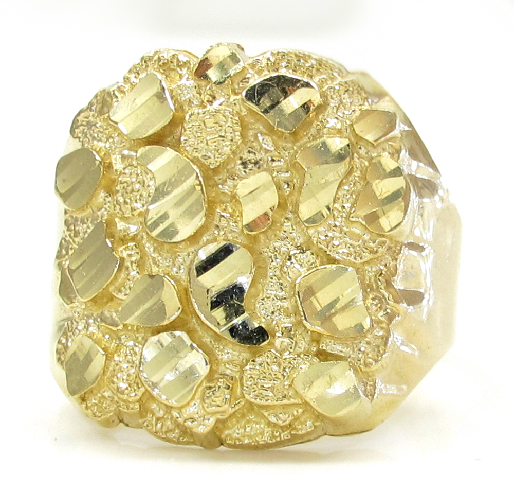 Mens 10k yellow gold large curved nugget ring - Image 2