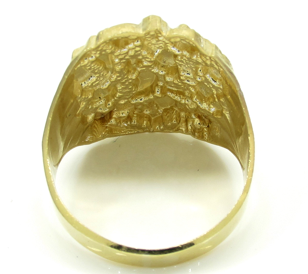 Mens 10k yellow gold large curved nugget ring