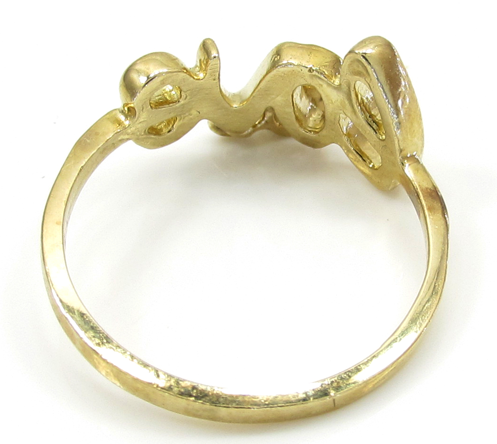 10k yellow gold script love ring 0.05ct