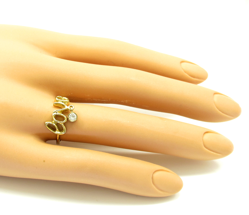 10k yellow gold script love ring 0.05ct