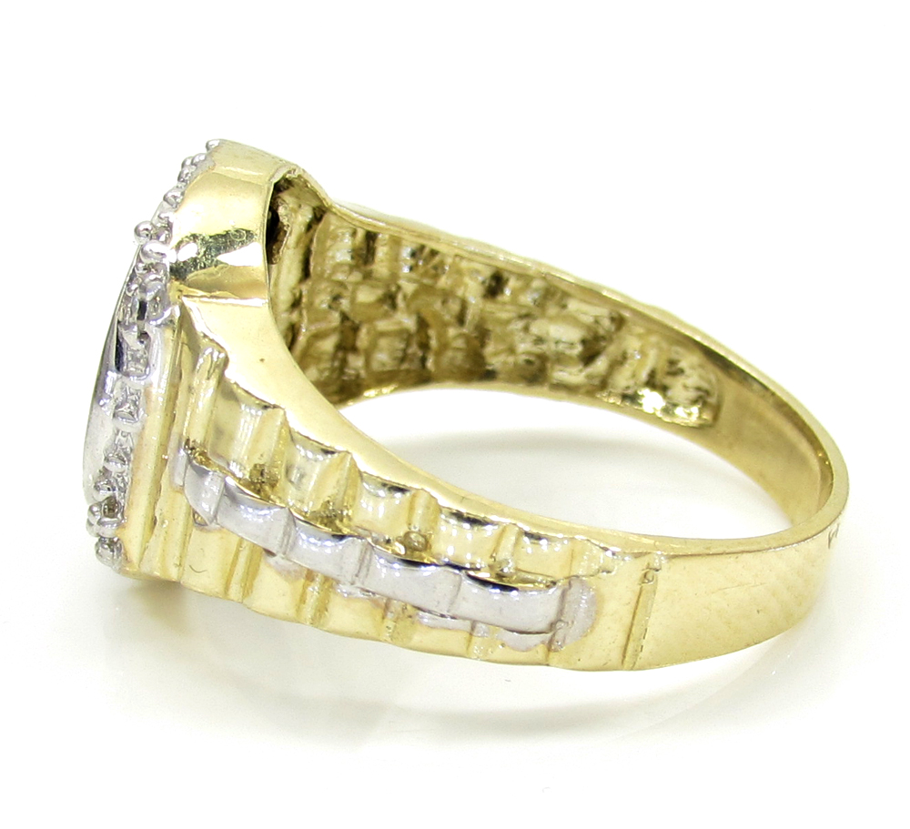 10k yellow gold two tone diamond suit ring 0.20ct - Image 3