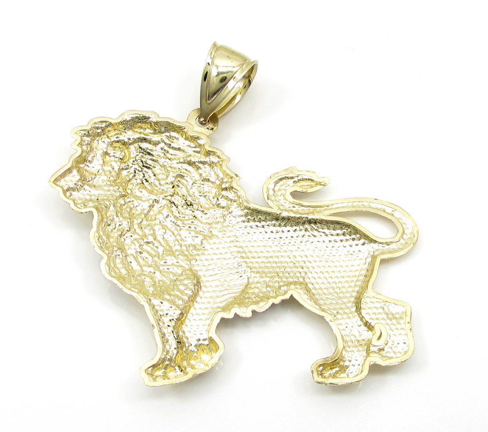 10k yellow gold two tone lion pendant - Image 3