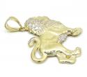 10k yellow gold two tone lion pendant 