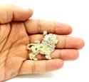10k yellow gold two tone lion pendant 