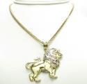10k yellow gold two tone lion pendant 