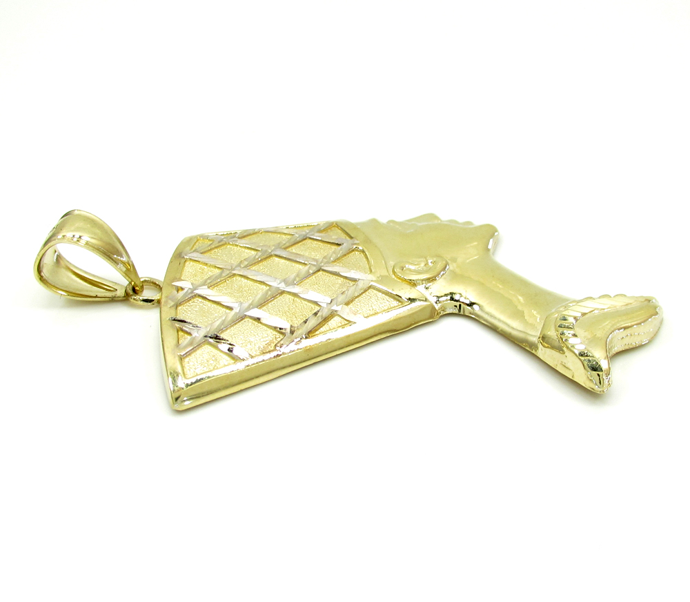 10k yellow gold two tone nefertiti large pendant - Image 2