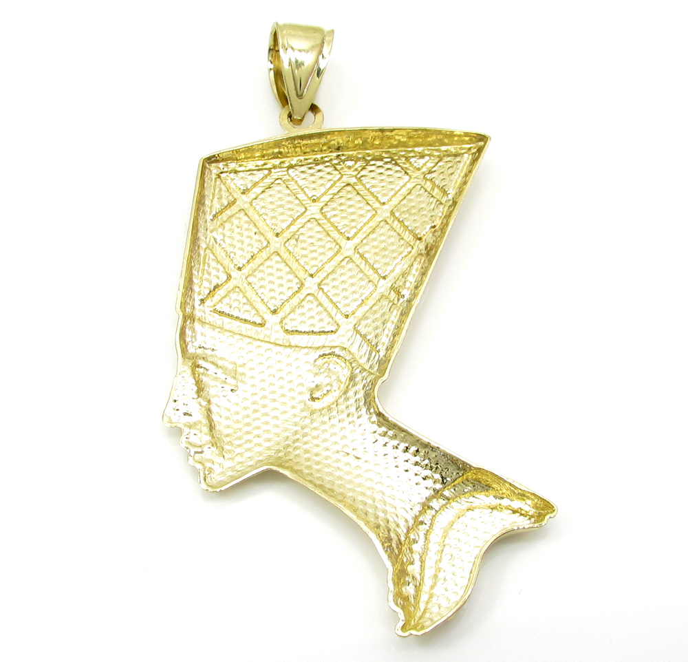 10k yellow gold two tone nefertiti large pendant 