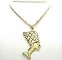 10k yellow gold two tone nefertiti large pendant 