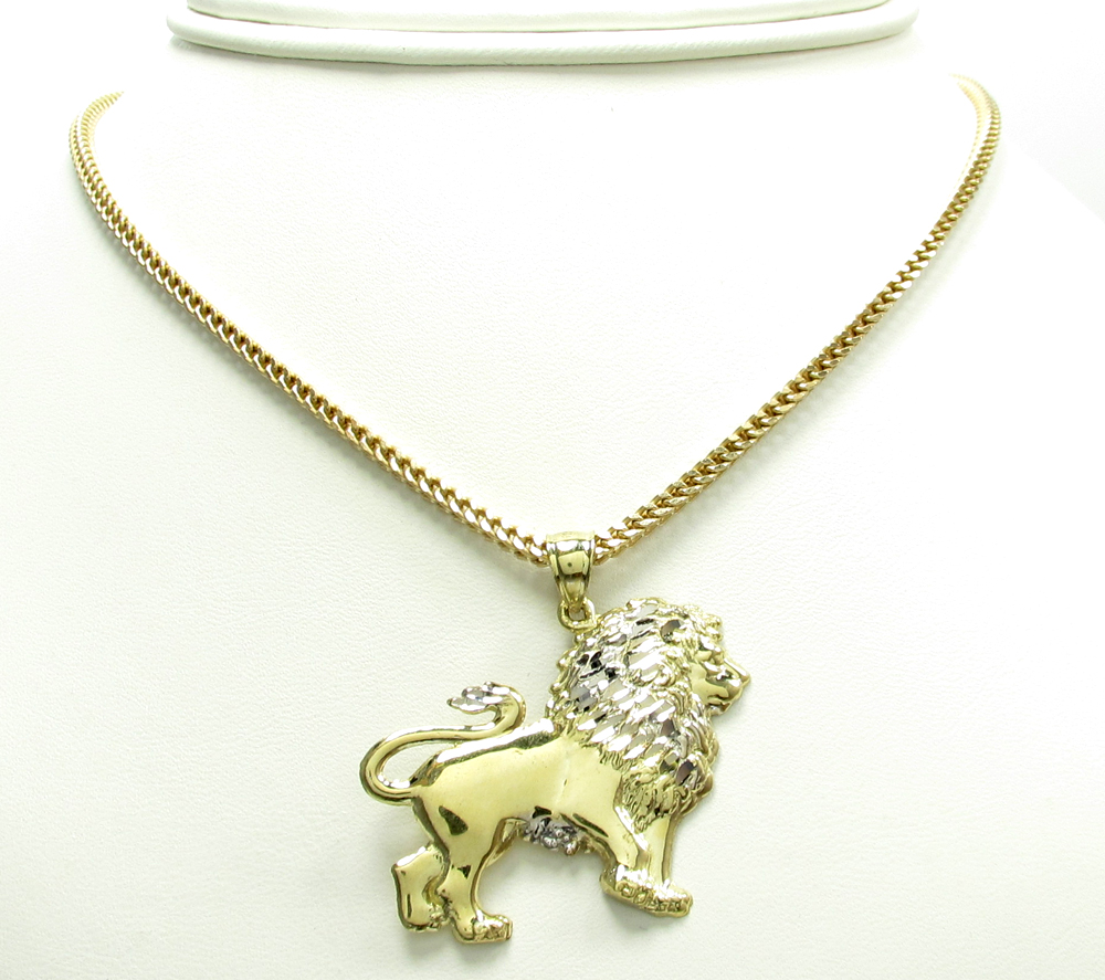 10k yellow gold small lion pendant