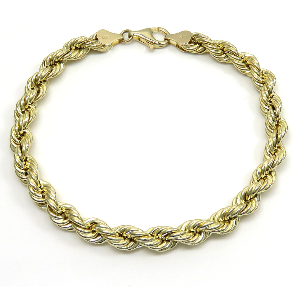 10k yellow gold medium rope bracelet 8.5 inch 6.2mm