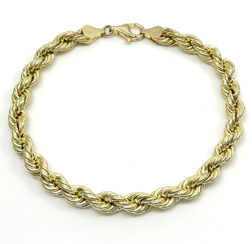 10k yellow gold medium rope bracelet 8.5 inch 6.2mm - Image 2