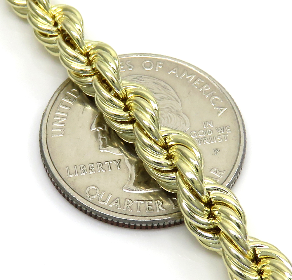 10k yellow gold medium rope bracelet 8.5 inch 6.2mm