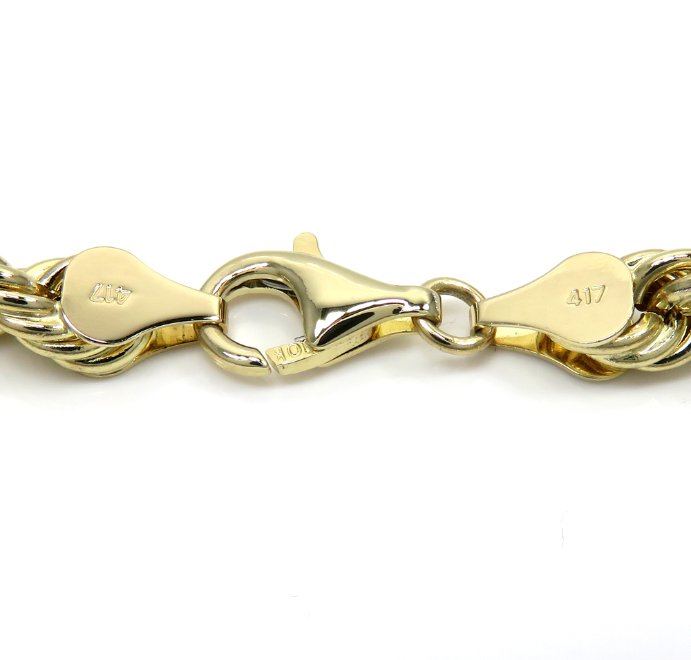 10k yellow gold medium rope bracelet 8.5 inch 6.2mm - Image 4