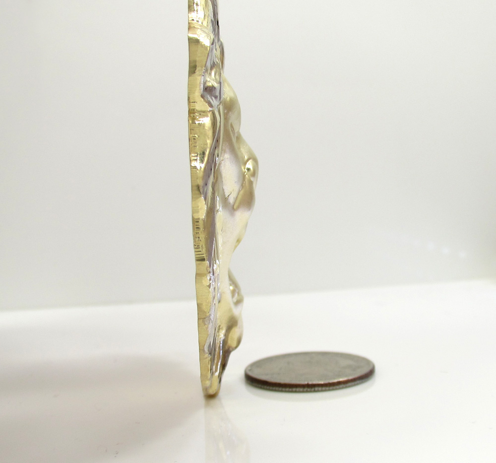 10k yellow gold large two tone lion pendant 0.10ct