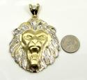 10k yellow gold large two tone lion pendant 0.10ct