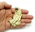 10k yellow gold large praying hands pendant 0.10ct