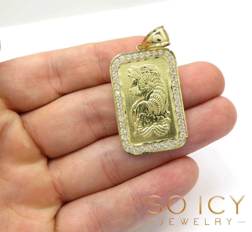 10k yellow gold gold bar meduim pendant 0.50ct