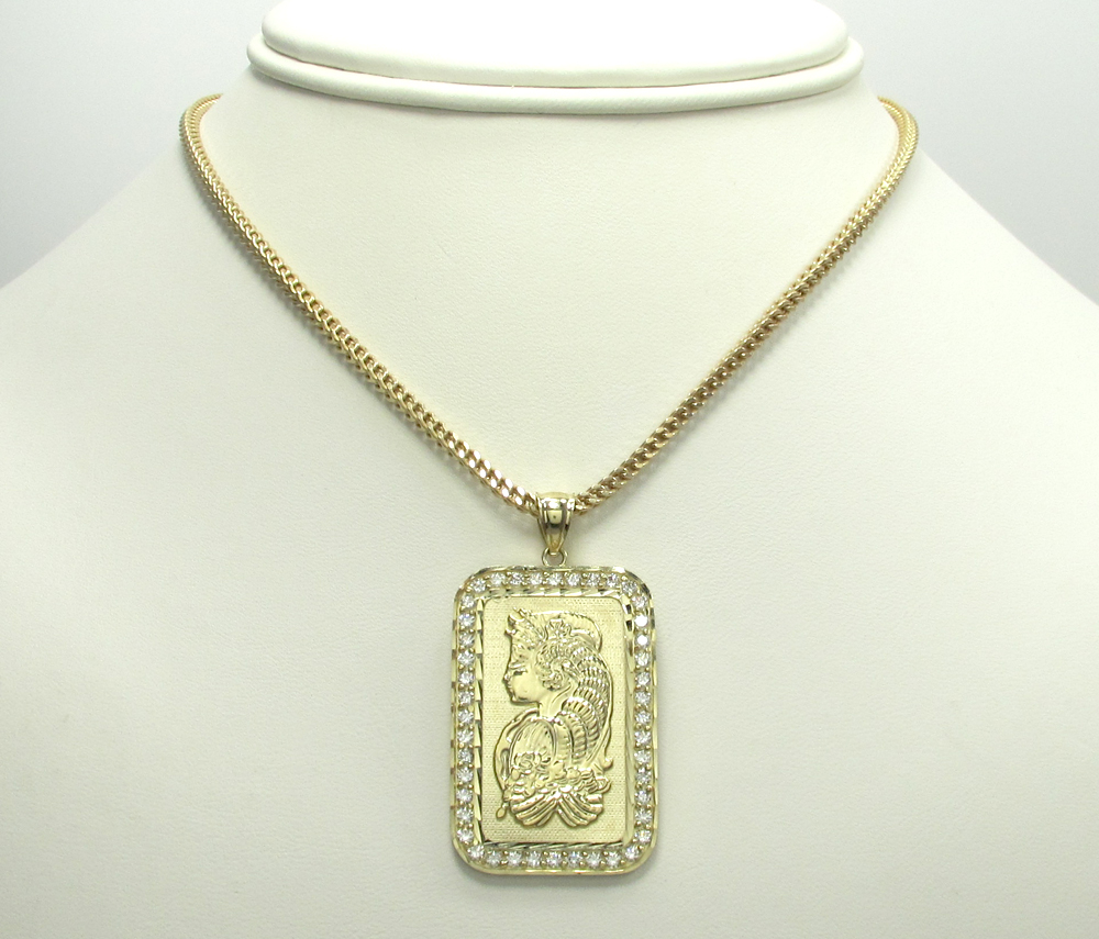 10k yellow gold gold bar meduim pendant 0.50ct