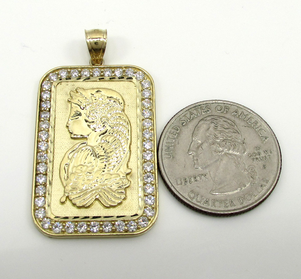 10k yellow gold gold bar meduim pendant 0.50ct - Image 6
