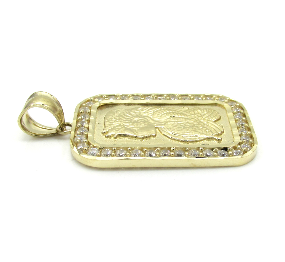 10k yellow gold mini gold bar pendant 0.10ct - Image 2
