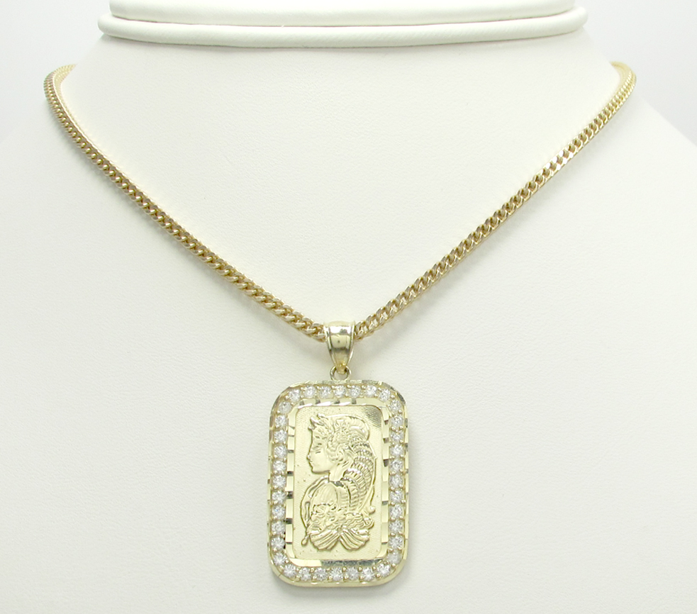 10k yellow gold mini gold bar pendant 0.10ct - Image 5