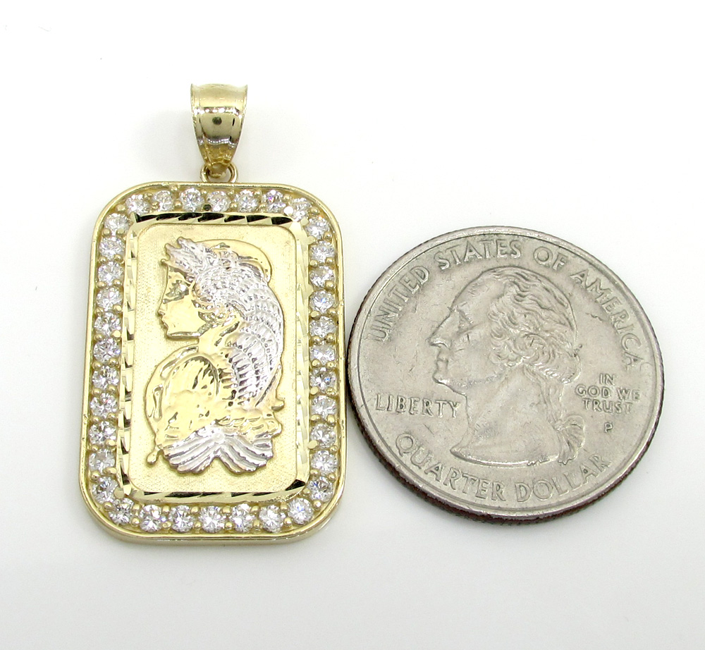 10k yellow gold mini gold bar pendant 0.10ct - Image 6