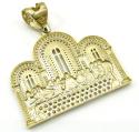 10k yellow gold two tone cz jesus apostles last supper pendant 1.50ct