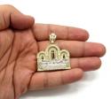 10k yellow gold two tone cz jesus apostles last supper pendant 1.50ct