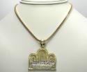 10k yellow gold two tone cz jesus apostles last supper pendant 1.50ct