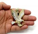 Mens 10k yellow gold two tone flying eagle pendant 
