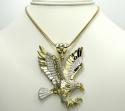 Mens 10k yellow gold two tone flying eagle pendant 