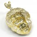 10k yellow gold large two tone 3d lion head pendant