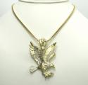 Mens 10k yellow gold medium two tone flying eagle pendant