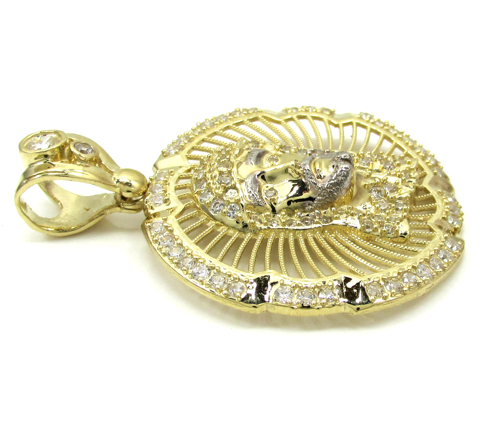 10k yellow gold mini jesus halo pendant 1.10ct