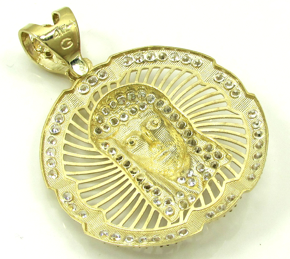10k yellow gold mini jesus halo pendant 1.10ct
