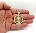 10k yellow gold mini jesus halo pendant 1.10ct