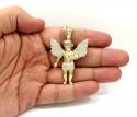 10k yellow gold two tone large baby cherub pendant 1.50ct
