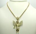 10k yellow gold two tone large baby cherub pendant 1.50ct