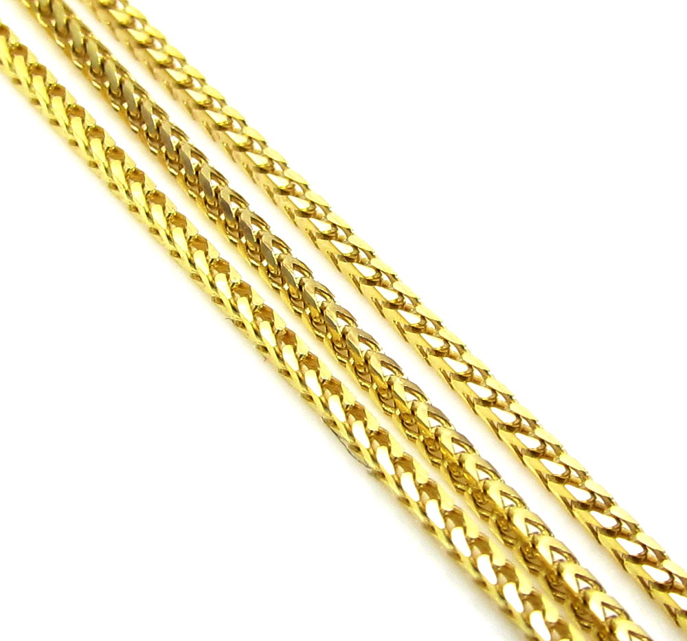 10k yellow gold solid skinny franco link chain 16-30 inch 1.1mm