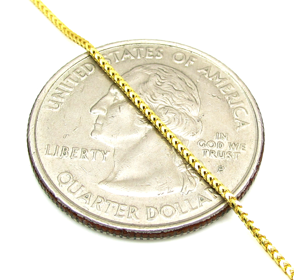 10k yellow gold solid skinny franco link chain 16-30 inch 1.1mm