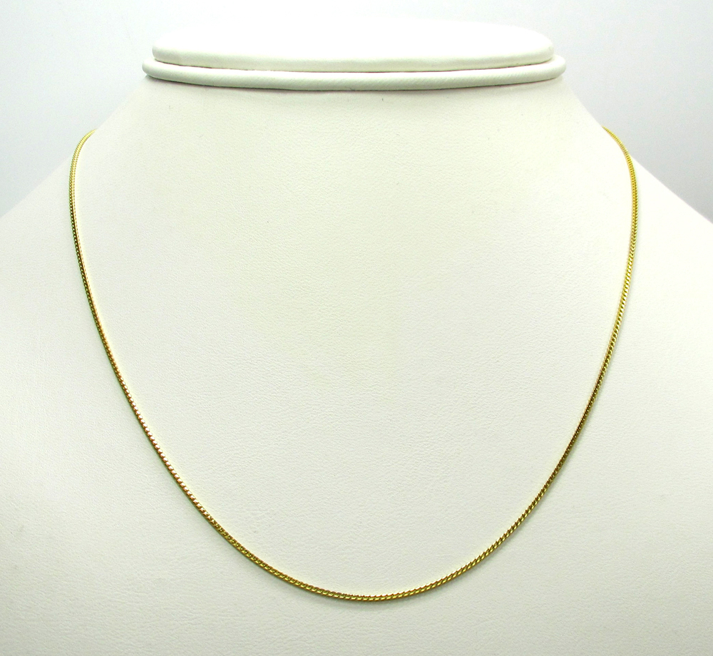 10k yellow gold solid skinny franco link chain 18-30 inch 1.1mm