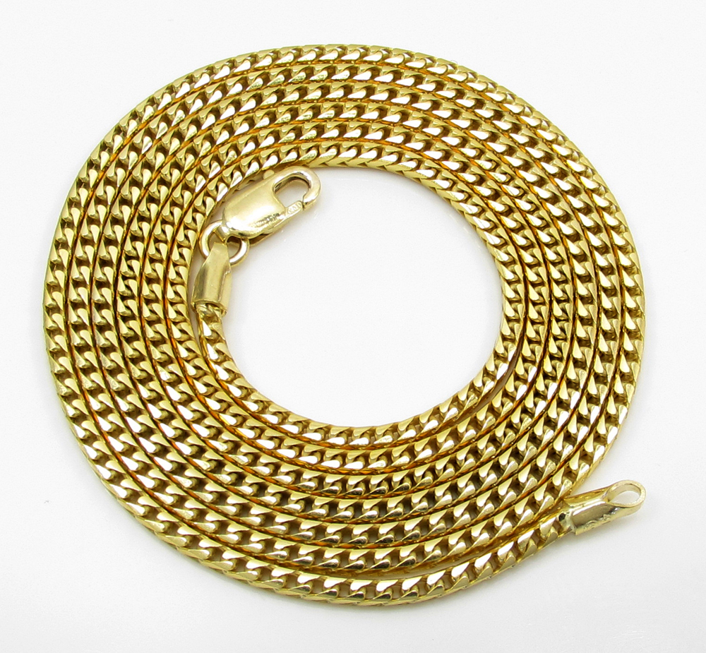 10k yellow gold solid skinny franco link chain 18-24 inch 1.7mm - Image 2